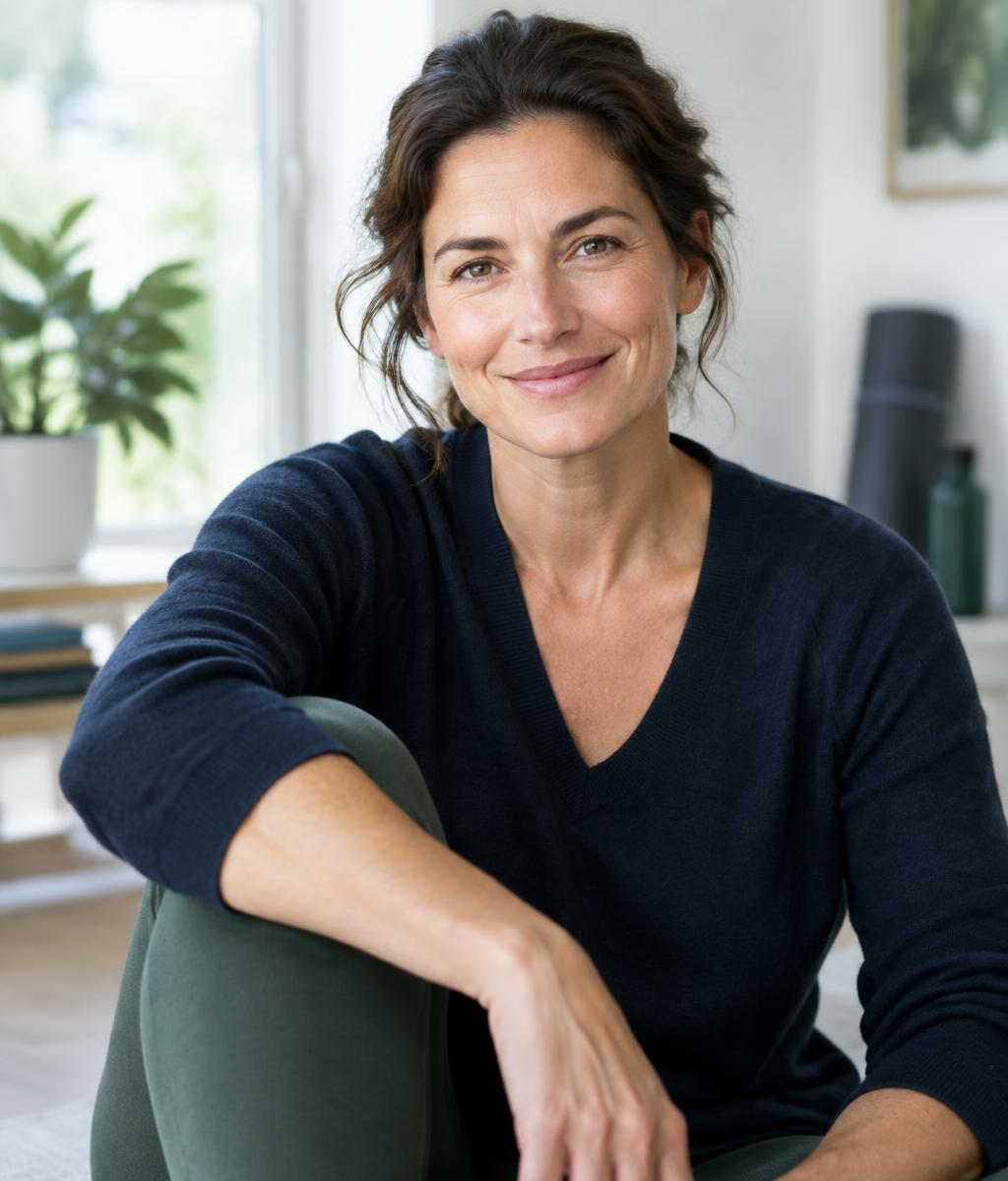 Woman in her forties feeling balanced and well